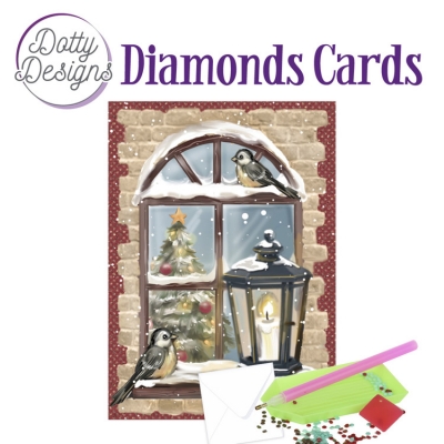 D0tty Design® - Set van 4 diamond painting kerstkaarten 10x15cm: (set 16)